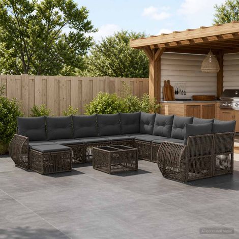 Set Divano da Giardino 12 pcs Grigio polyrattan vidaXL (1/5)
