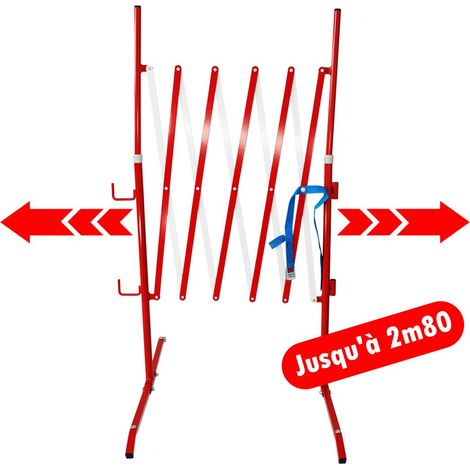 Barrière de sécurité extensible droite - "LEM Select" Rouge et Blanche (jusqu'à 2,8 m)