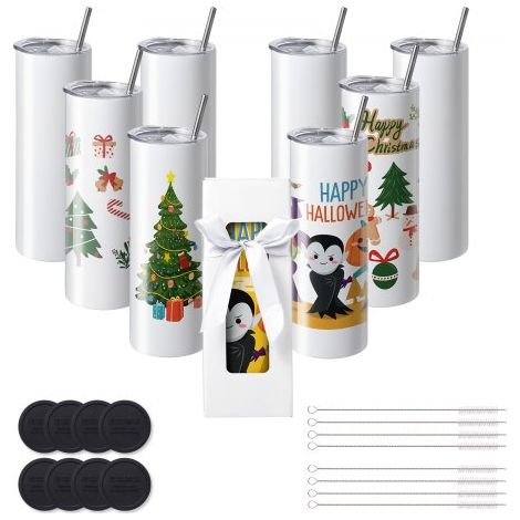 Lot de 8 Gobelets Thermos à Sublimation de 95 cL - Fins et Droits (1/5)