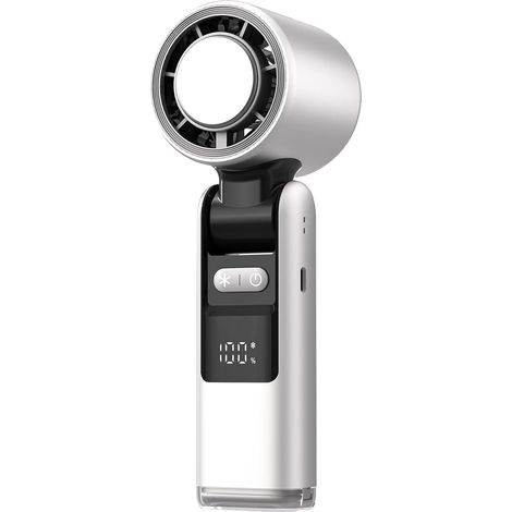 Ventilateur Portable à Main, Réglable de 1 à 100, Batterie 4000mAh, Affichage Numérique, pour Maison, Bureau et Voyage-Blanc (1/5)