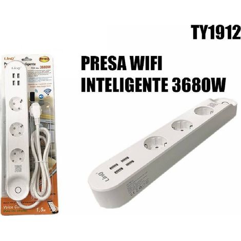 Prise De Courant Intelligente Wi-fi, Domotique, Android, Ios, 4 Ports Usb, 16 A, 3 680 W, Ty1912