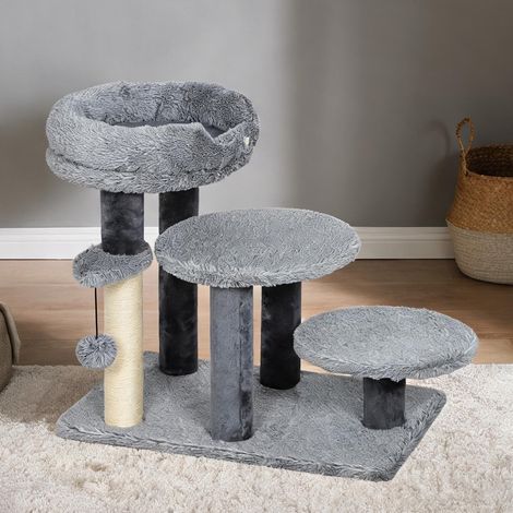 Arbre à chat avec escalier et griffoir en sisal 152 cm gris (1/5)