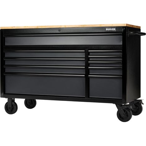 Draper 27220 BUNKER10 Drawer Workbench Roller Tool Cabinet, 56"", Grey