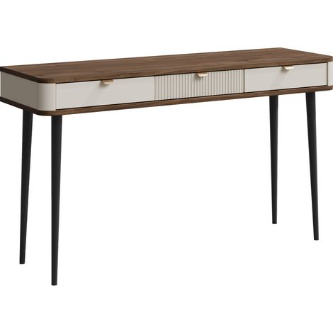 Mesa de oficina Lufela 114, Cachemira + Nogal, Con cajones, Número de puertas: 0, Número de cajones: 3, 82x130x40cm (1/4)