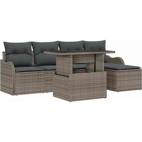 Maison Exclusive - Sitzgruppe für den Outdoor mit Kissen 6 pcs Gr