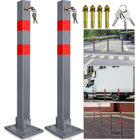 Randaco Poteau de barrage 2X Barrière de parking Rabattable 66cm verrouillable inoxydable