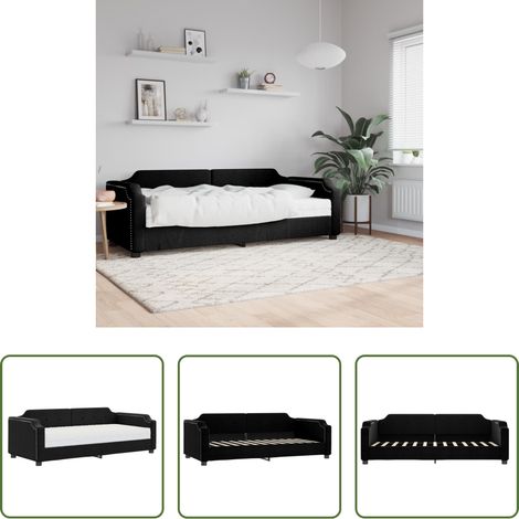 vidaXL Matratze - Tagesbett mit Matratze Schwarz 100x200 cm Stoff (1/5)