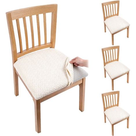 Fundas elásticas para sillas (paquete de 4)，Fundas protectoras，estilo minimalista，Dimensiones: Largo 38，48 cm，48 cm，Ancho 38，Alto 7，10 cm (1/5)