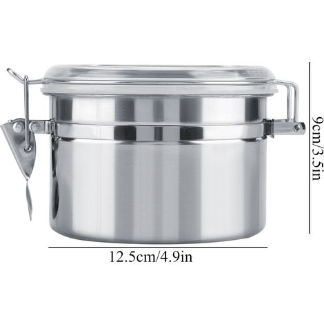 Boîte à café en acier inoxydable avec fermeture sous vide, bocal de conservation pour café, thé et sucre en grains (800 ml) (1/5)