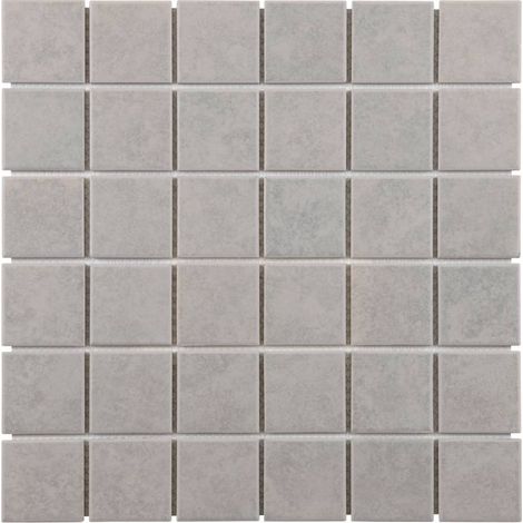 MAT INTER - Lot de 9 Mosaïques - 300x300 - Tesselle 50x50x6mm - Porcelaine anti d. gris clair (1/2)
