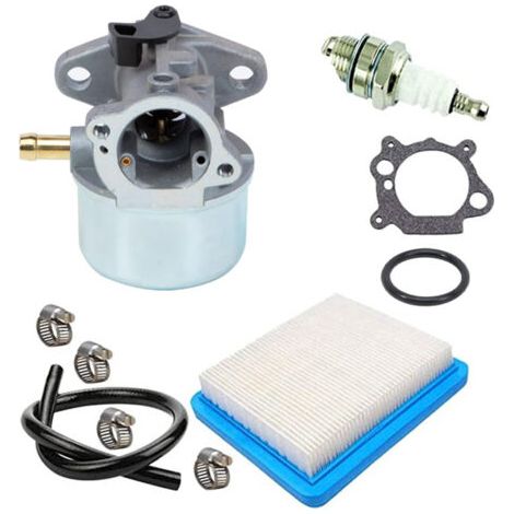 Kit carburateur 799868 avec Poire d’amorçage et Filtre à air pour Moteurs Briggs & Stratton 4-7HP Tondeuses à Gazon 499059 498170 497586 497314 (1/4)