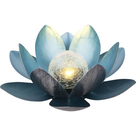 Dehner Lampada Solare Lotus Decorazione Solare, Illuminazione da Giardino, Decorazione per Esterni, Illuminazione da Giardino, Fiore, Fiori di Loto, Giardino, Esterni, Metallo, Diametro 27,5 cm, (1/2)