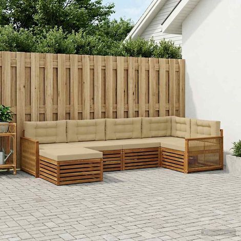 vidaXL Outdoor-Sofagarnitur mit Kissen 6 pcs Natur und Beige (1/5)