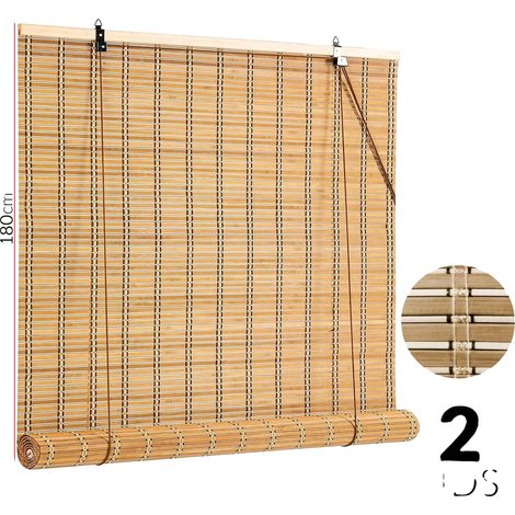 Persianas de bambú, resistentes a la intemperie, de fácil instalación, 2 unidades de 150x180cm, color dorado/marrón. (1/2)