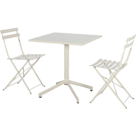 sweeek - Klappbarer Bistro-Gartentisch aus Stahl + 2 Stühle
