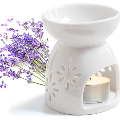 Bruleur Bougie en Céramique, Brûleur à Huile Essentielle Lampes à Parfum Diffuseur Huile Essentielle Brûleur Huile Essentielle avec Porte-Bougie pour Décoration Maison, Méditation (1/5)