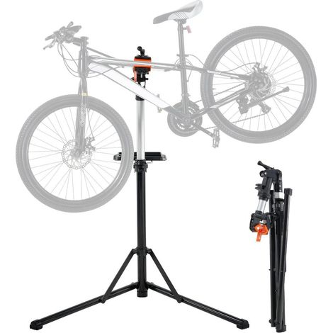 Pied d'Atelier Vélo Pliable Support de Réparation Hauteur Réglable 1020-1600 mm Pince 360° Charge 30 kg Aluminium TQXL-11 (1/5)