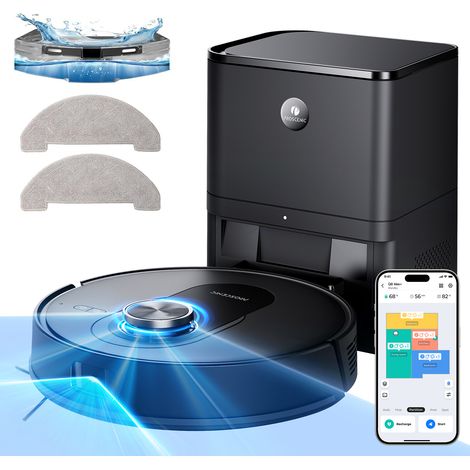 Proscenic Q8 Max+ Robot Aspirapolvere Lavapavimenti con Mappatura 12000Pa, 200 min, Evitamento Automatico Degli Ostacoli, Robot aspirapolvere con WiFi/Alexa/App, per Tappeti/Pavimenti/Peli (1/5)