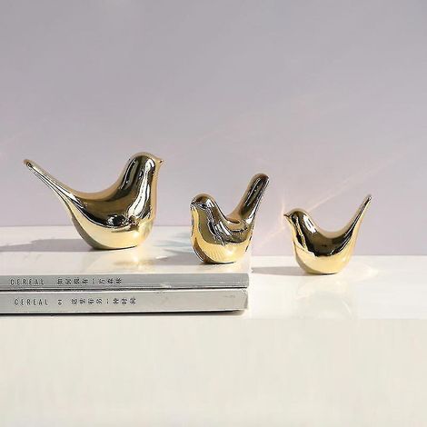 Statue d'oiseau doré en céramique, sculpture décorative moderne, ornement pour la maisonf (1/5)