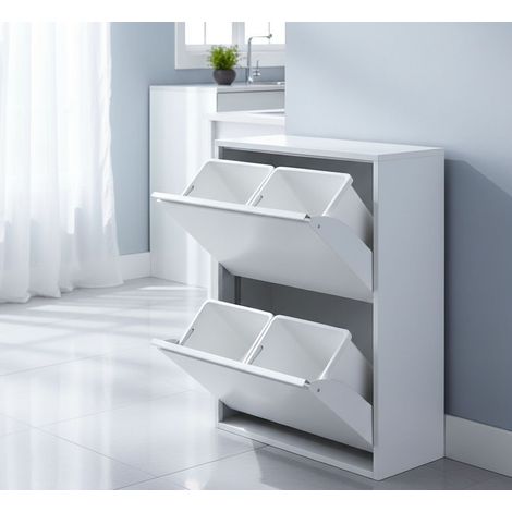 Pattumiera - Capacità 72 (18 per Secchio) Fissaggio a Muro Opzionale, Bianco, -, 60x25x93h cm Sula