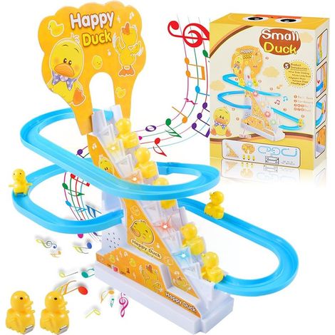 Jouet Canard Escalier - Lot de 9 - ABS - Lumières LED et Musique - Intérieur Extérieur - 27,5x14x24,5cm (1/5)