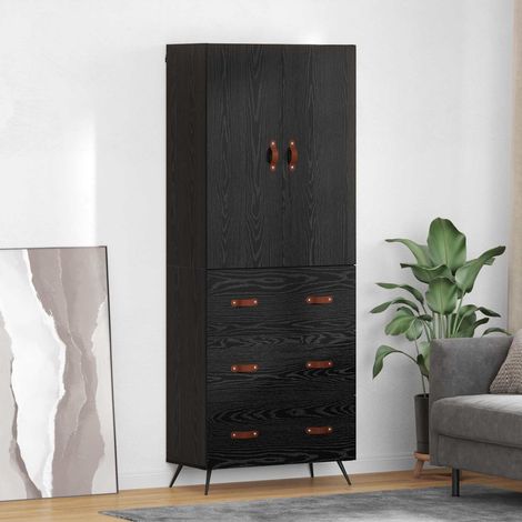 vidaXL  Highboard  Black Oak 69.5 x 34 x 180 cm Engineered Wood