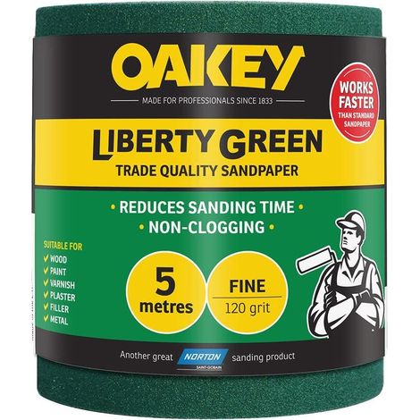 Oakey 66261116687 Liberty Green Sanding Roll 115mm x 5m Fine 120G OAK63844 (1/2)