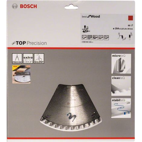 Bosch Kreissägeblatt Top Precision Best for Wood, 254 x 30 x 2,3 mm, 60 Zähne (1/2)