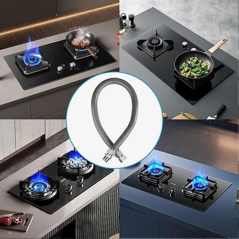 Tuyau à gaz 3/4 x 36 pouces, tuyau de raccordement à gaz revêtu de gris, adapté aux canalisations de gaz intérieures et extérieures et aux raccords de tuyauterie de cuisine. (1/5)