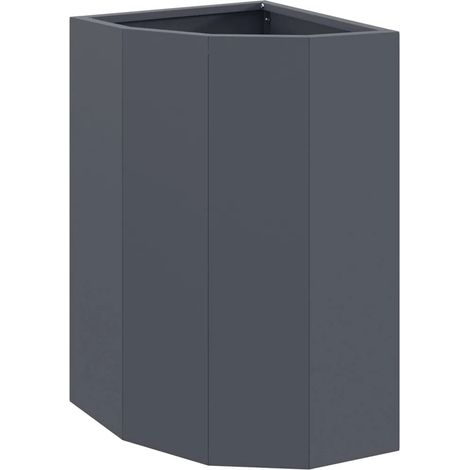 Jardinière d'angle moderne adaptée coin extérieur 30 x 30 x 50 cm en acier anthracite (1/5)