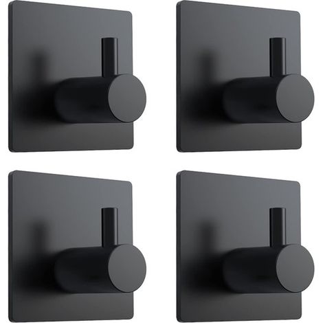 Lot de 4 crochets porte-serviettes - crochets de suspension - salle de bain - accessoires de salle de bain - crochets de salle de bain - acier inoxydable - noir (1/5)