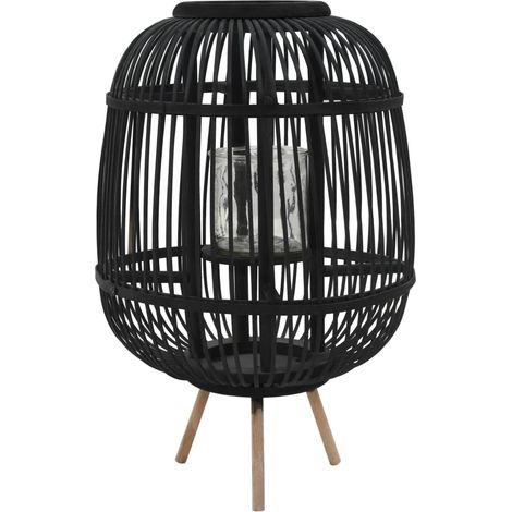 vidaXL Bougeoir dur pieds Bambou Noir (1/4)