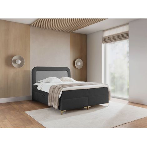 Boxspringbett Schlafzimmerbett WILLOW 120x200cm Stoff Puente Anthrazit (1/2)