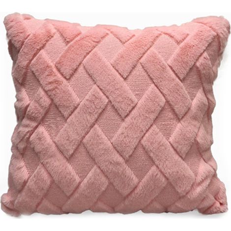 Housse De Coussin - Laine Synthétique Douce - Velours Dos - Fermeture Éclair Cachée - Pour Canapé Lit Salon Chambre - 2 Pièces 45 x 45 cm (1/5)