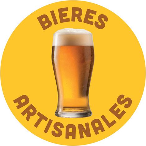 Adhésif vitrophanie "BIERES ARTISANALES" de diamètre 30 cm (pose intérieure) (1/4)