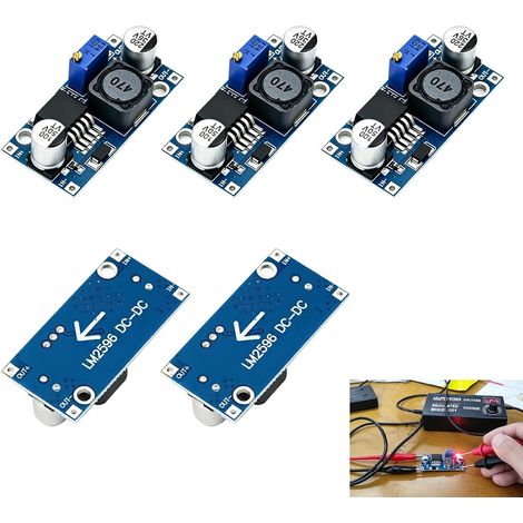 5 Pièces Convertisseur DC DC, Régulateur Tension Ajustable LM2596, Module Step Down 3,2V-40V vers 1,25V-35V 3A, Alimentation DIY, LED, Batterie Projet Électronique (1/5)