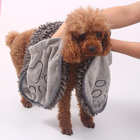 Serviette à séchage rapide pour chien - Microfibre super absorbante pour shampoing - Taille extra large 35x75cm adaptée à toutes les races - Sac à main confortable - Usage intérieur et extérieur - Mat (1/5)