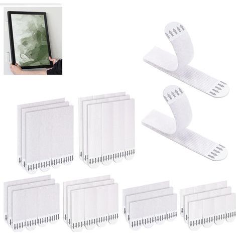 36 paia di strisce adesive per appendere quadri, 72 strisce adesive per appendere foto con elementi di fissaggio rimovibili (1/5)
