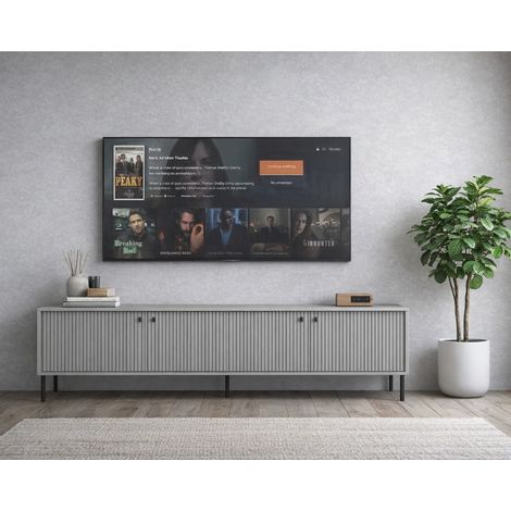 Meuble TV moderne gris 210cm SIMY (1/5)
