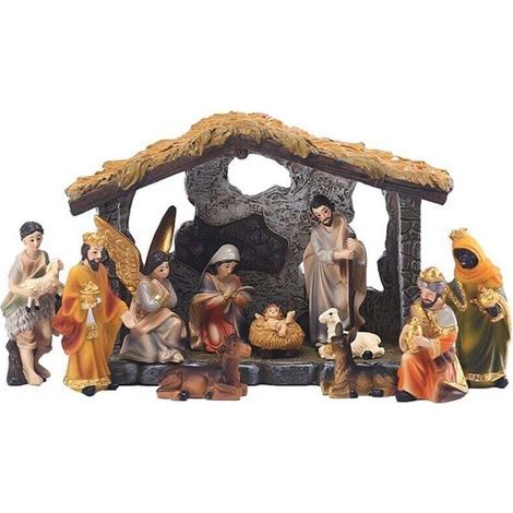 Christmas Nativity Scene Group, Decorative Resin Handmade Scene for Holidays (1/4)