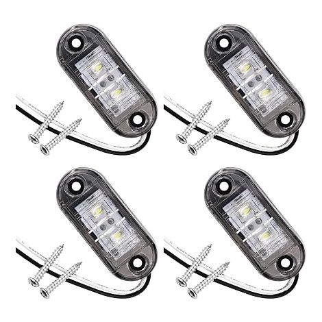 Blanc IP65 12 V/24 V Ovale LED latérales Feux, Ovale Avant et Arrière, Feu de Position pour Camion, Remorque, Van, Caravane, Bus, Feux de Marquage Latéral, Visibilité et Étanchéit (1/5)