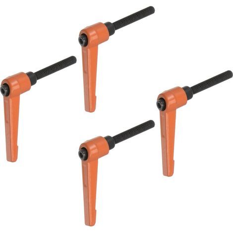 4pcs - Poignée De Serrage - Levier Réglable - Filetage M6x40mm - Mécanisme Libération Rapide - Pour Machines Industrielles Et Bois - Orange (1/5)