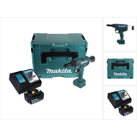 Makita DRV 250 RF1J Rivettatrice a batteria 18 V 20 kN Brushless + 1x batteria da 3,0 Ah + caricabatterie + Makpac (1/5)