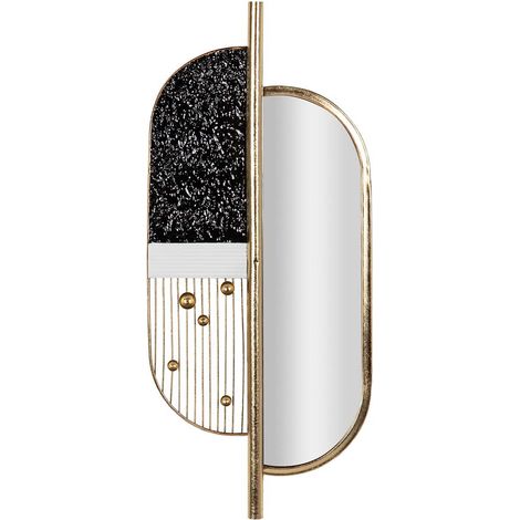 Metall Wanddeko Spiegel Schwarz Gold 39X3X90 Cm (1/5)