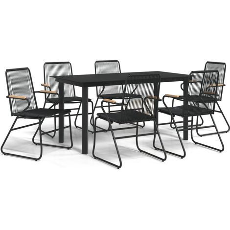 Maison Exclusive - Set da Pranzo da Giardino 7 pz Nero in Rattan PVC (1/5)
