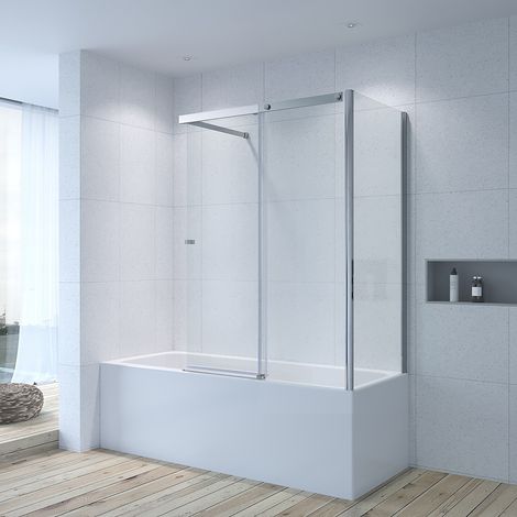 Badewannenabtrennung mit Seitenwänden Duschtrennwände Duschschiebetüren (1/5)