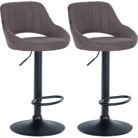 Set di 2 sgabelli da bar regolabili in tessuto grigio scuro con schienale traforato e base in metallo nero 100006106