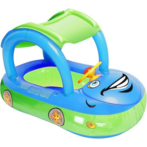 1 Bouée gonflable pour bébé, forme de voiture, siège intégré, pare-soleil, piscine plage été (1/5)