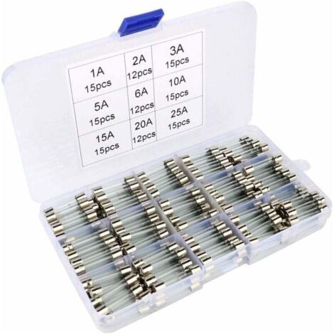 Kit Fusibles Verre 126 Pcs 30mm Coup Rapide Voiture Auto Ampérages 1A à 25A Assortiment (1/4)
