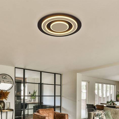 Plafoniera Lampada da soffitto Lampada per camera da letto Lampada per sala da pranzo color champagne marrone scuro, metallo MDF, LED 40W 1100lm 3000K bianco caldo, P 48 cm